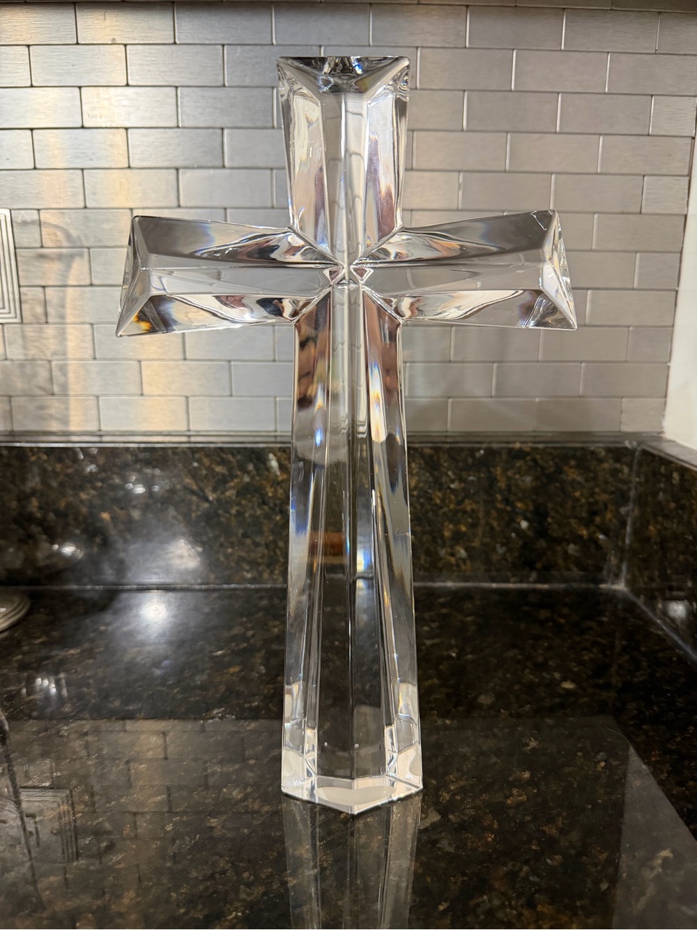 Bohemian 24% Lead Crystal Cross | 11” Made in Czech Republic - Picture 3 of 6